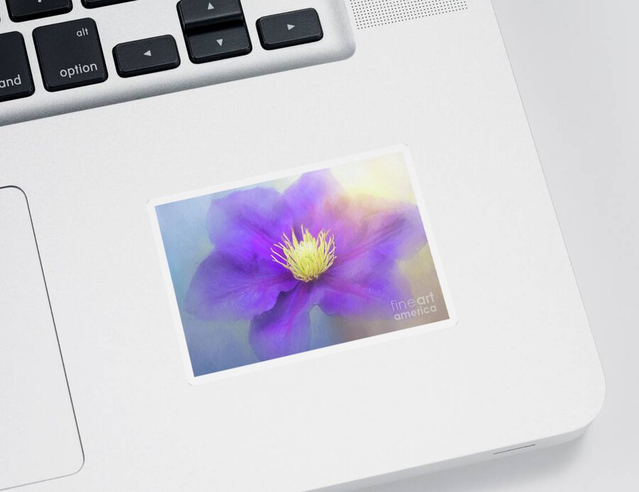 Clematis Sticker featuring the digital art Purple Clematis by Sharon McConnell
