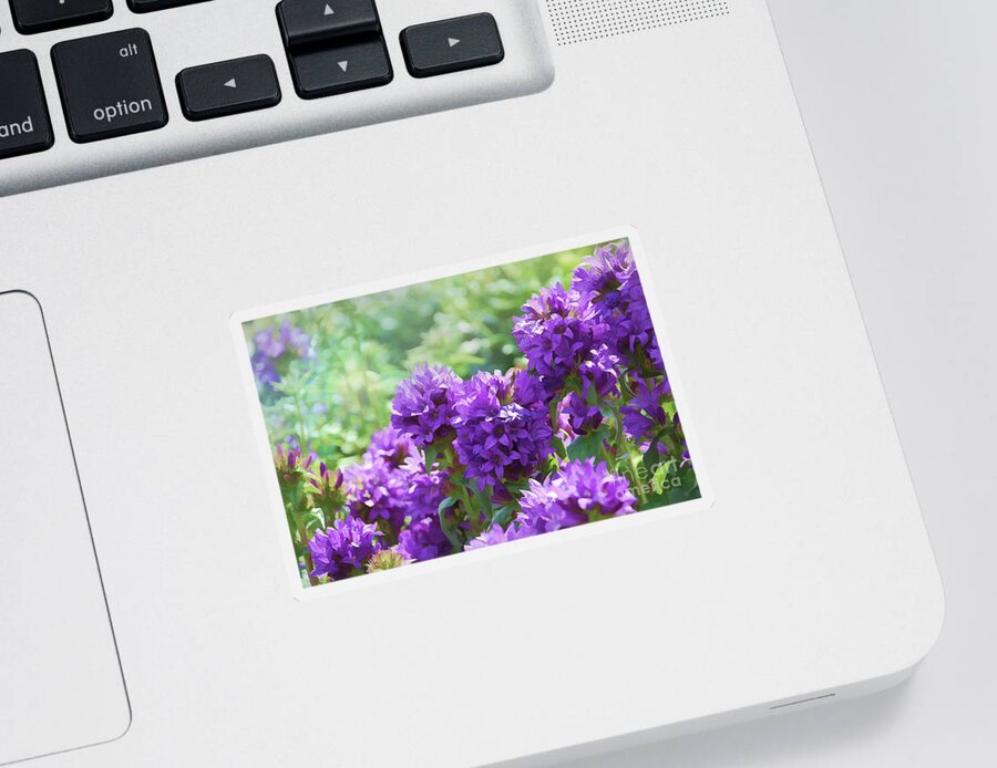 Flora Sticker featuring the painting Purple Garden by Elaine Manley