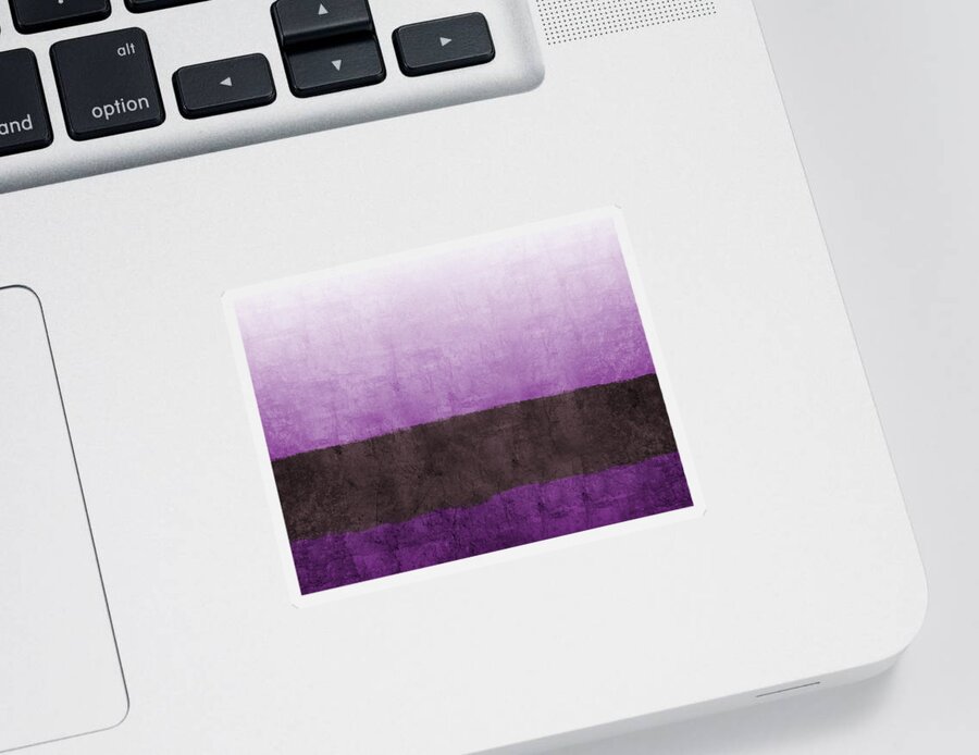 Abstract Landscape Sticker featuring the painting Purple On The Horizon- Art by Linda Woods by Linda Woods