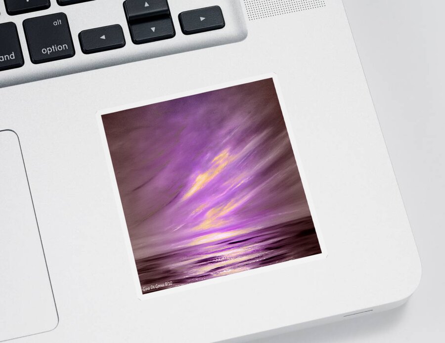 Sunset Sticker featuring the painting Purple Sunset by Gina De Gorna