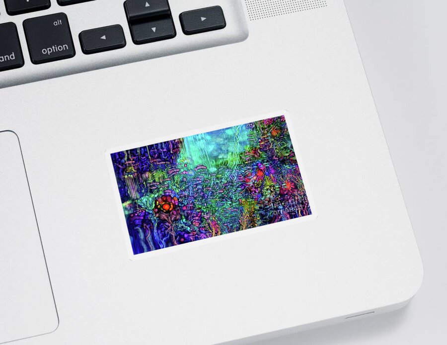 Coral Sticker featuring the digital art Qualia's Reef Fish and Jellyfish by Russell Kightley