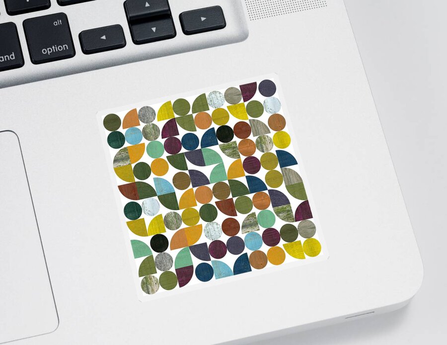 Quarter Round Sticker featuring the digital art Quarter Rounds and Rounds 100 by Michelle Calkins