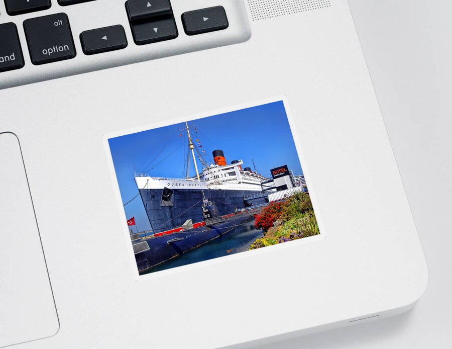 Queen Mary Sticker featuring the photograph Queen Mary Ship by Mariola Bitner