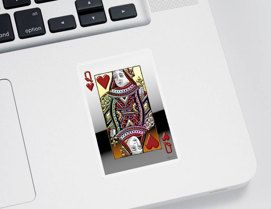 'gamble' Collection By Serge Averbukh Sticker featuring the digital art Queen of Hearts  by Serge Averbukh