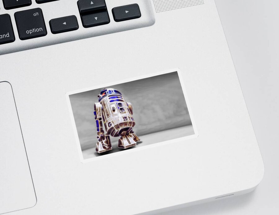 Starwars Sticker featuring the digital art R2 Feeling Good by Scott Campbell