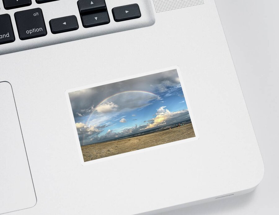 Rainbow Sticker featuring the photograph Rainbow Over Ocean by Patricia Schaefer