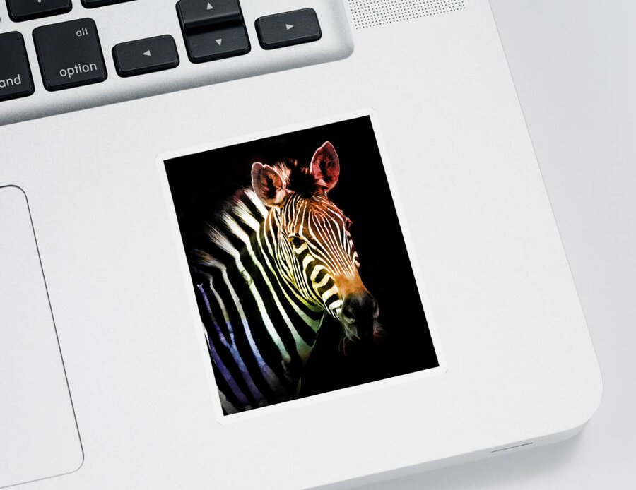 Zebra Sticker featuring the photograph Rainbow Zebra by Athena Mckinzie