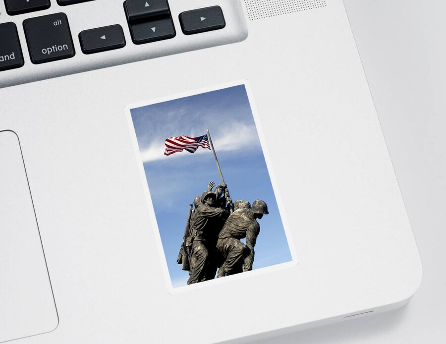 Marines Sticker featuring the photograph Raising the flag on Iwo - 809 by Paul W Faust - Impressions of Light