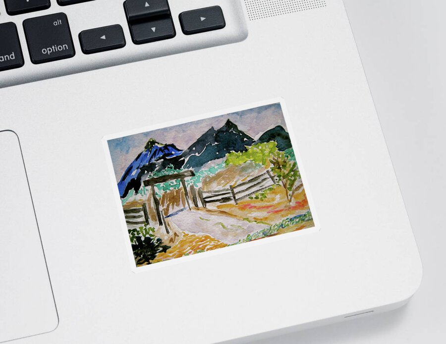 Lndscape Sticker featuring the painting Ranch Outside Salida by Beverley Harper Tinsley