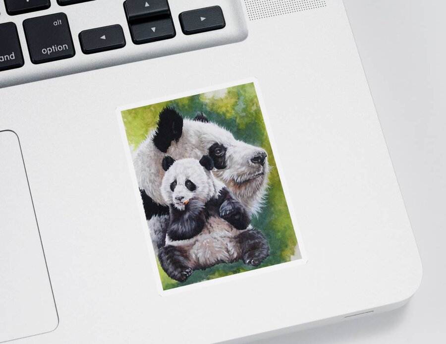 Giant Panda Sticker featuring the mixed media Rarified by Barbara Keith