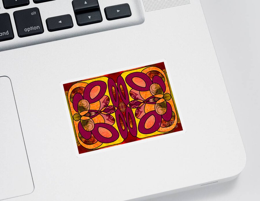 2015 Sticker featuring the digital art Raspberries and Peaches Abstract Art by Omashte by Omaste Witkowski