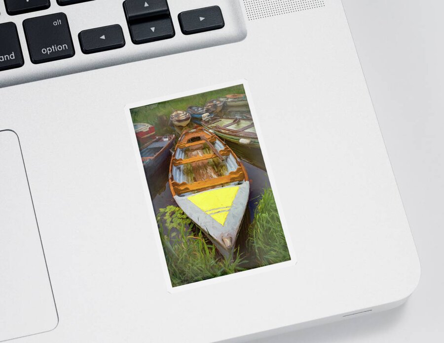 Boats Sticker featuring the photograph Ready for Summer Watercolor Painting by Debra and Dave Vanderlaan