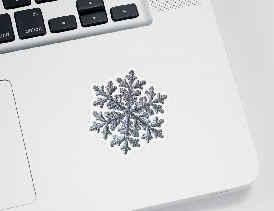 Snowflake Sticker featuring the photograph Real snowflake - Hyperion black by Alexey Kljatov