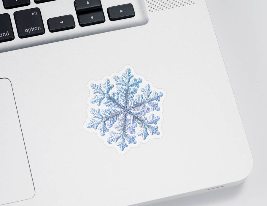 Snowflake Sticker featuring the photograph Real snowflake - Hyperion white by Alexey Kljatov