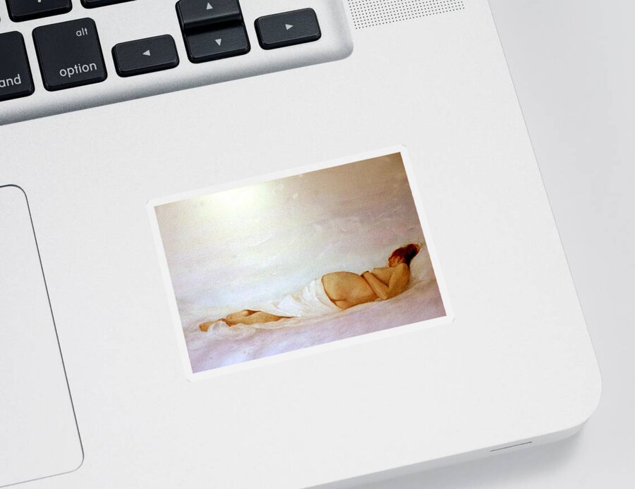 Reclining Nude Sticker featuring the painting Reclining Nude 2 by David Ladmore