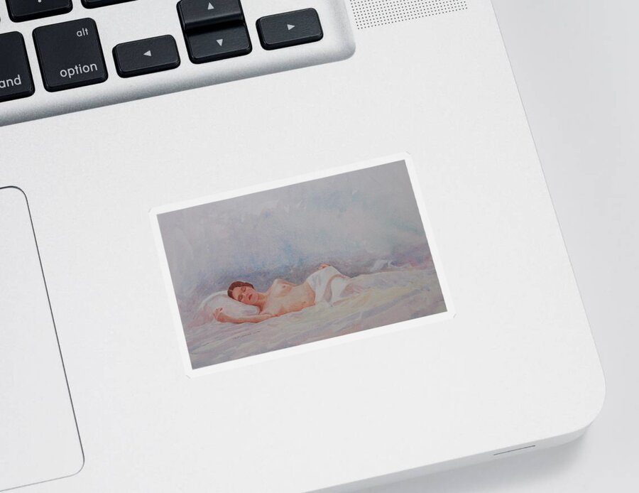Reclining Nude Sticker featuring the painting Reclining Nude 3 by David Ladmore