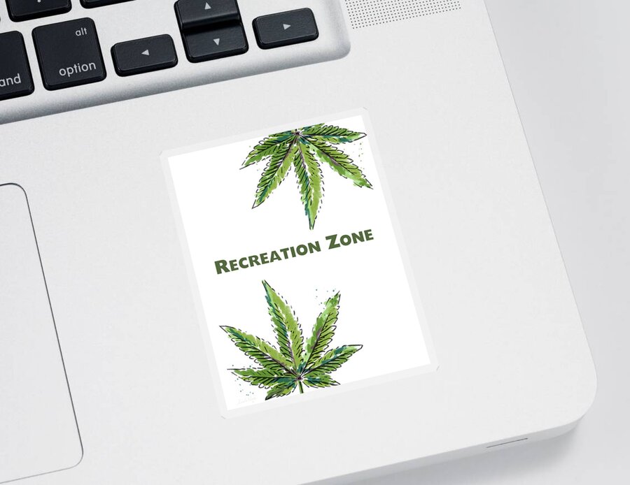 Marijuana Sticker featuring the mixed media Recreation Zone Sign- Art by Linda Woods by Linda Woods