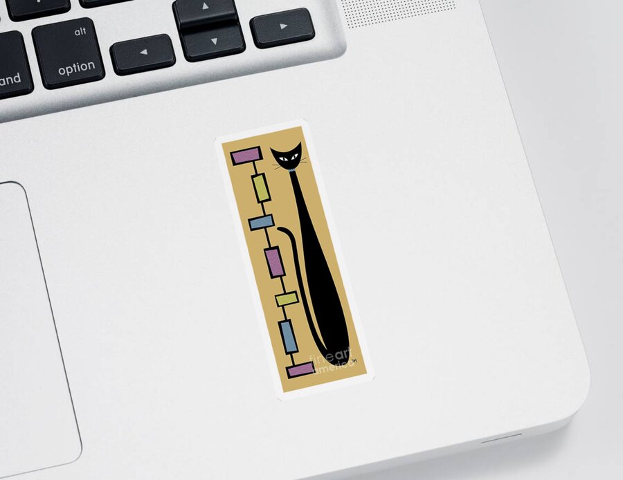 Cat Sticker featuring the digital art Rectangle Cat 3 by Donna Mibus