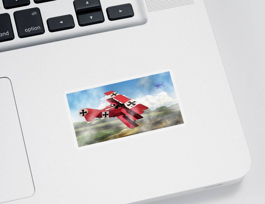 Red Baron Sticker featuring the photograph Red Baron Panorama - Lord of the Skies by Weston Westmoreland