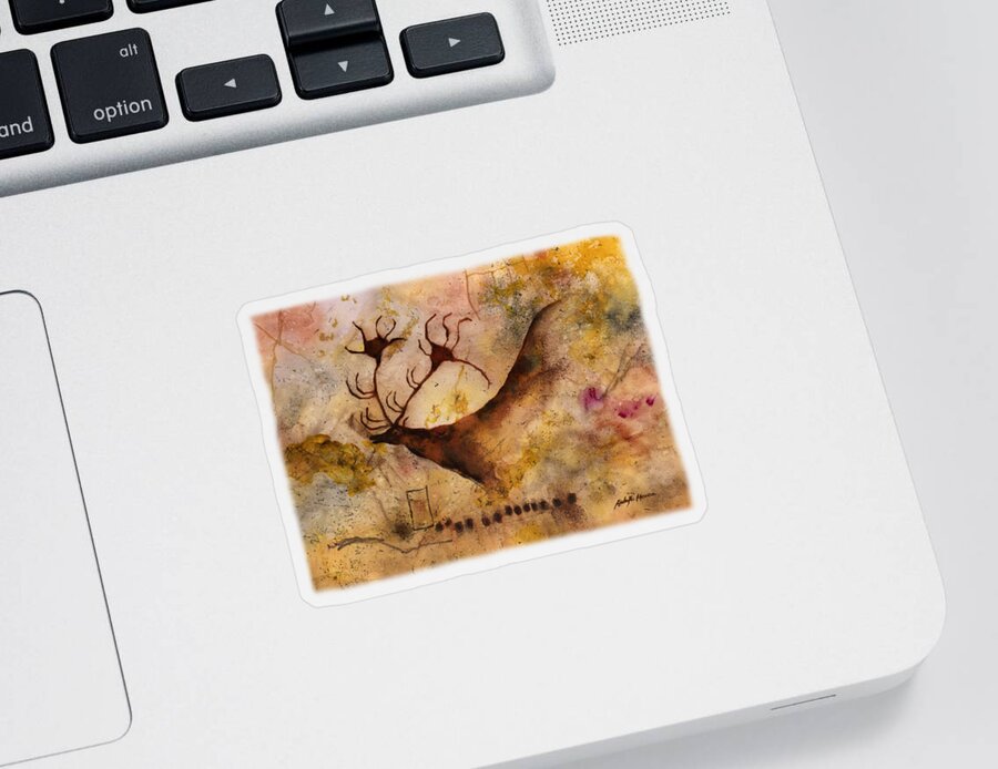 Cave Sticker featuring the painting Red Deer by Hailey E Herrera