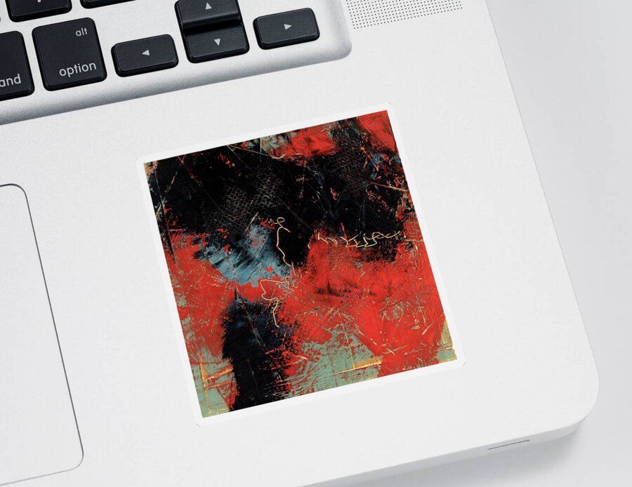 Abstract Sticker featuring the painting Red Dragon 5 by Marcy Brennan
