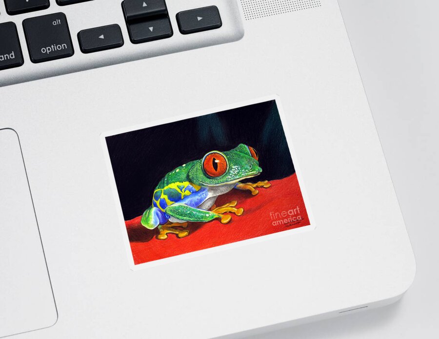 Red-eyed Tree Frog Sticker featuring the painting Red Eyed Tree Frog by Christopher Shellhammer