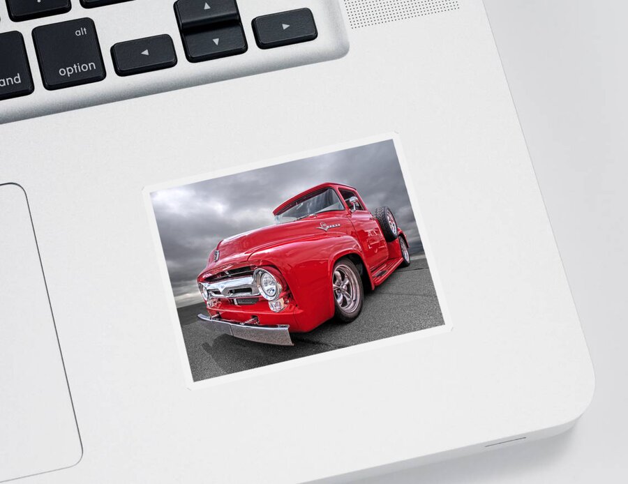 Ford F100 Sticker featuring the photograph Red F-100 by Gill Billington
