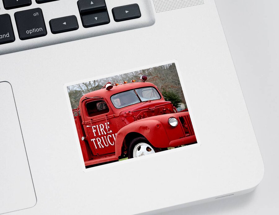 Fire Sticker featuring the painting Red Fire Truck by Michael Thomas