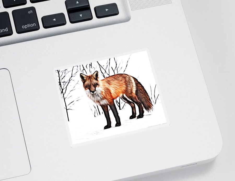 Red Fox Sticker featuring the painting Red Fox Digital painting by Georgeta Blanaru