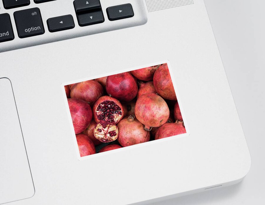 Pomegranate Sticker featuring the photograph Red fresh Pomegranate fruits by Michalakis Ppalis