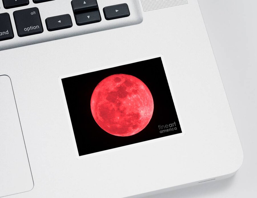 Moon Sticker featuring the photograph Red Full Moon by D Hackett