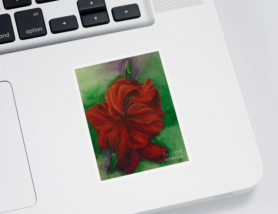 Floral Sticker featuring the painting Red Gladiolus by Saundra Johnson