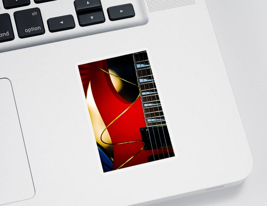 Hakon Soreide Sticker featuring the photograph Red Guitar by Hakon Soreide