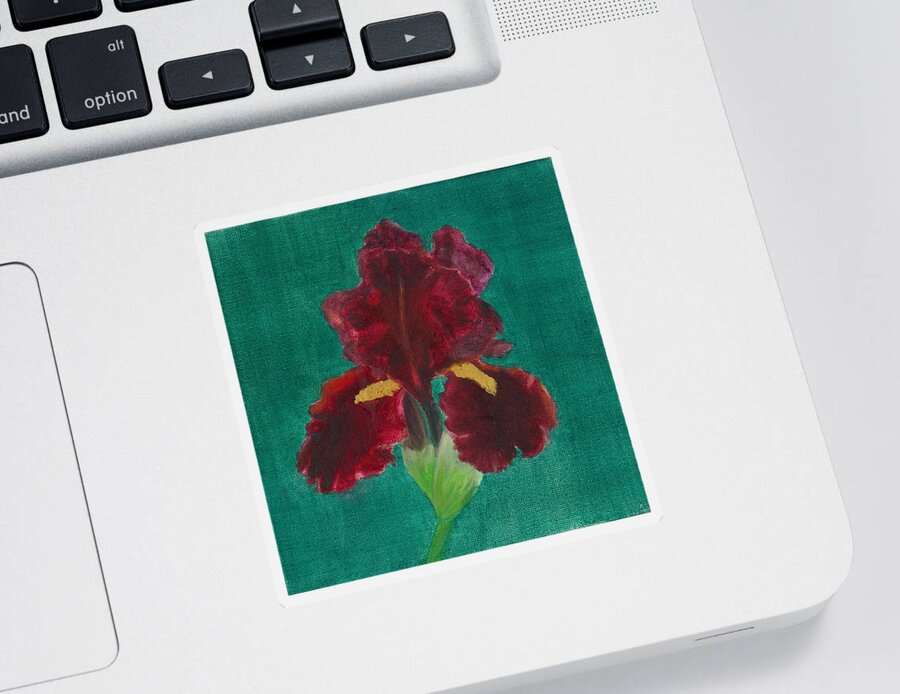 Flower Sticker featuring the painting Red Iris by Paula Emery