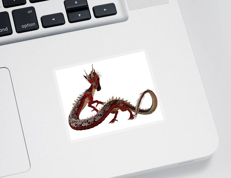 Dragon Sticker featuring the painting Red Jewel Dragon by Corey Ford