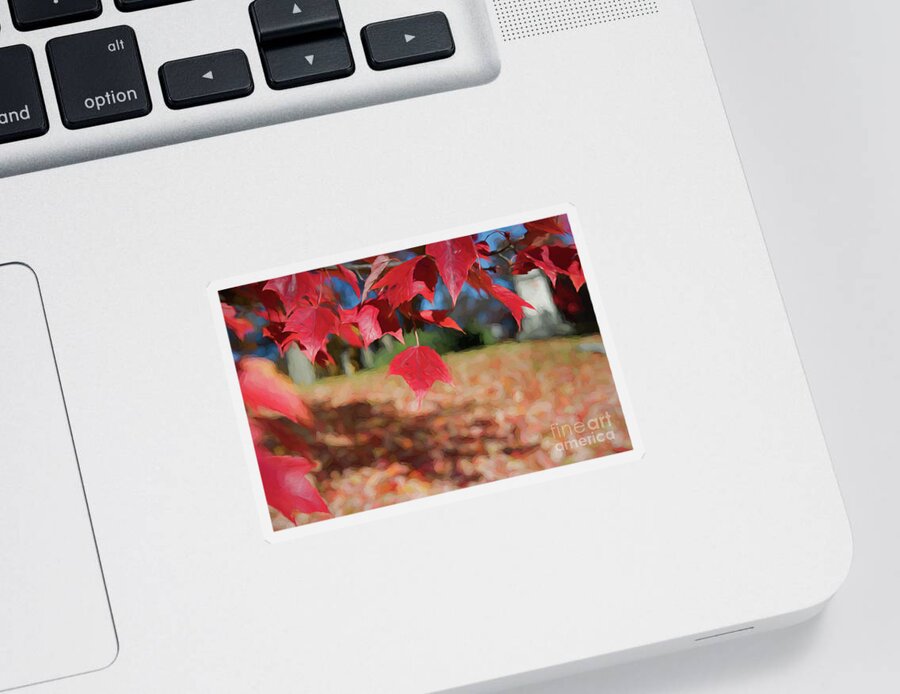 Leaf Sticker featuring the digital art Red Leaves by Ed Taylor