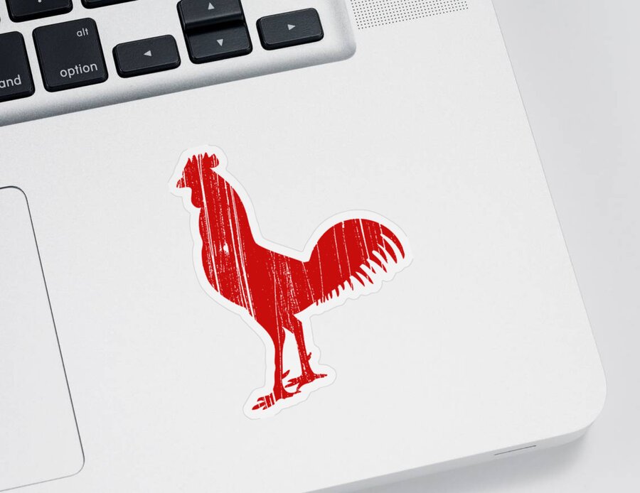 Red Sticker featuring the drawing Red Rooster Tee by Edward Fielding