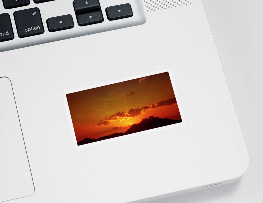 Sun Sticker featuring the photograph Red Sunset In Africa 2 by Johanna Hurmerinta