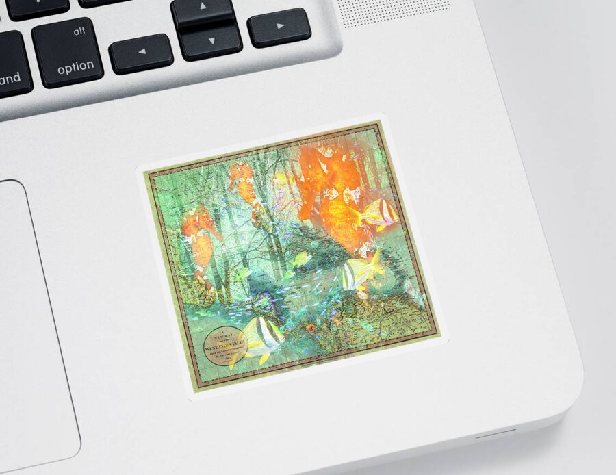 Florida Sticker featuring the photograph Reef Fish Nautical Map by Debra and Dave Vanderlaan