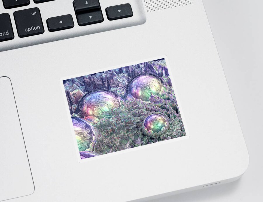 Reflection Sticker featuring the digital art Reflecting Spheres In Space by Phil Perkins