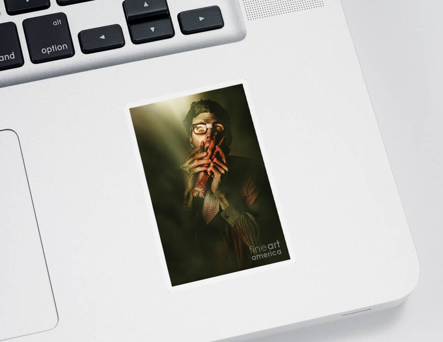 Horror Sticker featuring the photograph Revenge of the nerd by Jorgo Photography