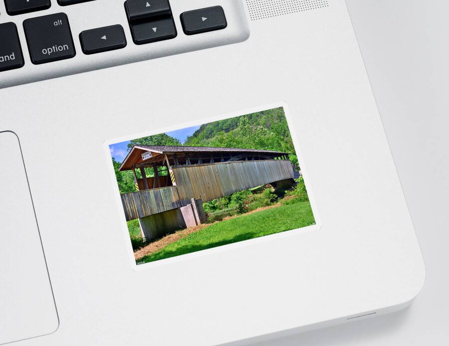 Claycomb Covered Bridge Sticker featuring the photograph Claycomb Covered Bridge by Lisa Wooten