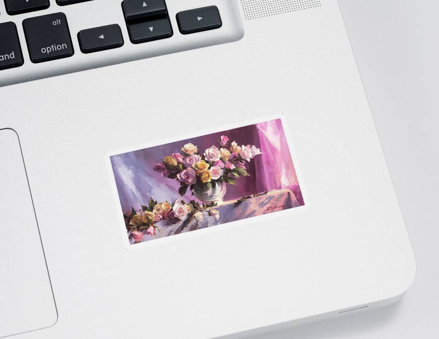Flower Sticker featuring the painting Rhapsody of Roses by Steve Henderson