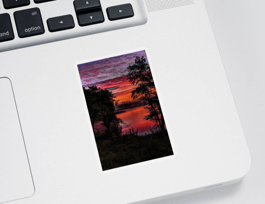 Backwater Sticker featuring the photograph Rhinelander Flowage Sunrise Reflection by Dale Kauzlaric