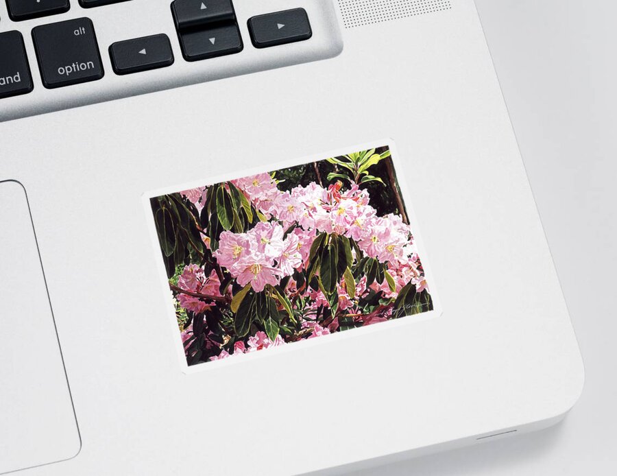 Flowers Sticker featuring the painting Rhodo Grove by David Lloyd Glover