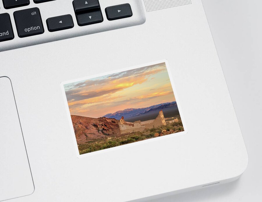 Rhyolite Sticker featuring the photograph Rhyolite Bank At Sunset by James Eddy