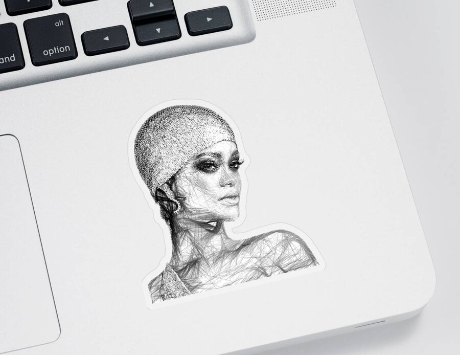 Rafael Salazar Sticker featuring the digital art Rihanna by Rafael Salazar