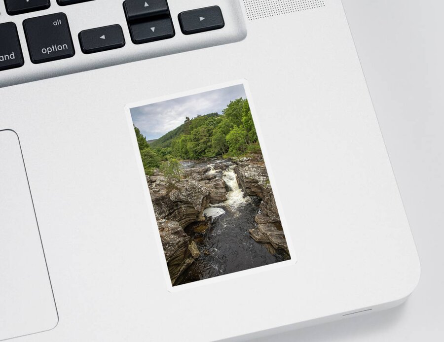 River Sticker featuring the photograph River Moriston Falls Vertical by Teresa Wilson