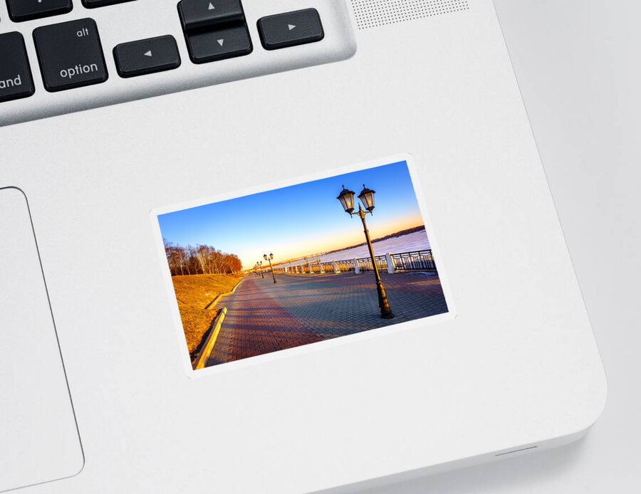 Kostroma Sticker featuring the photograph Riverwalk along the Volga River by Alexey Stiop