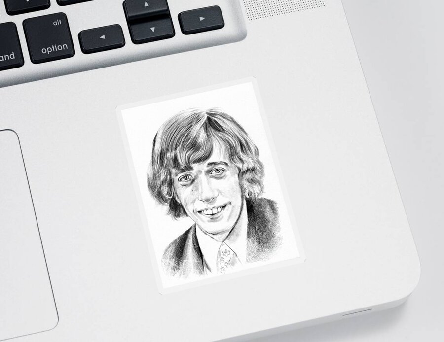 Robin Sticker featuring the drawing Robin Gibb drawing by Suzann Sines